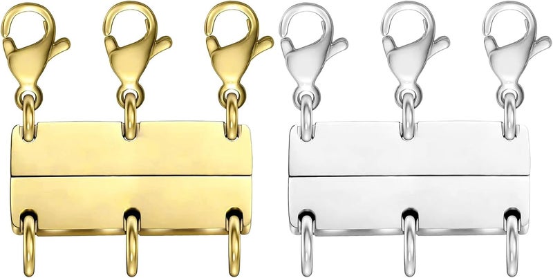MKCYD Multi Necklace Layering Clasp Strong Magnetic Clasps, Gold and Silver Necklace Separator for Layering, Multiple Jewelry Closures for Layered Look - Image 1